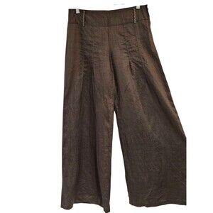 Elie TAHARI Ramie Pants Wide Leg Size 2 Lightweight Flat Front Brown Trousers